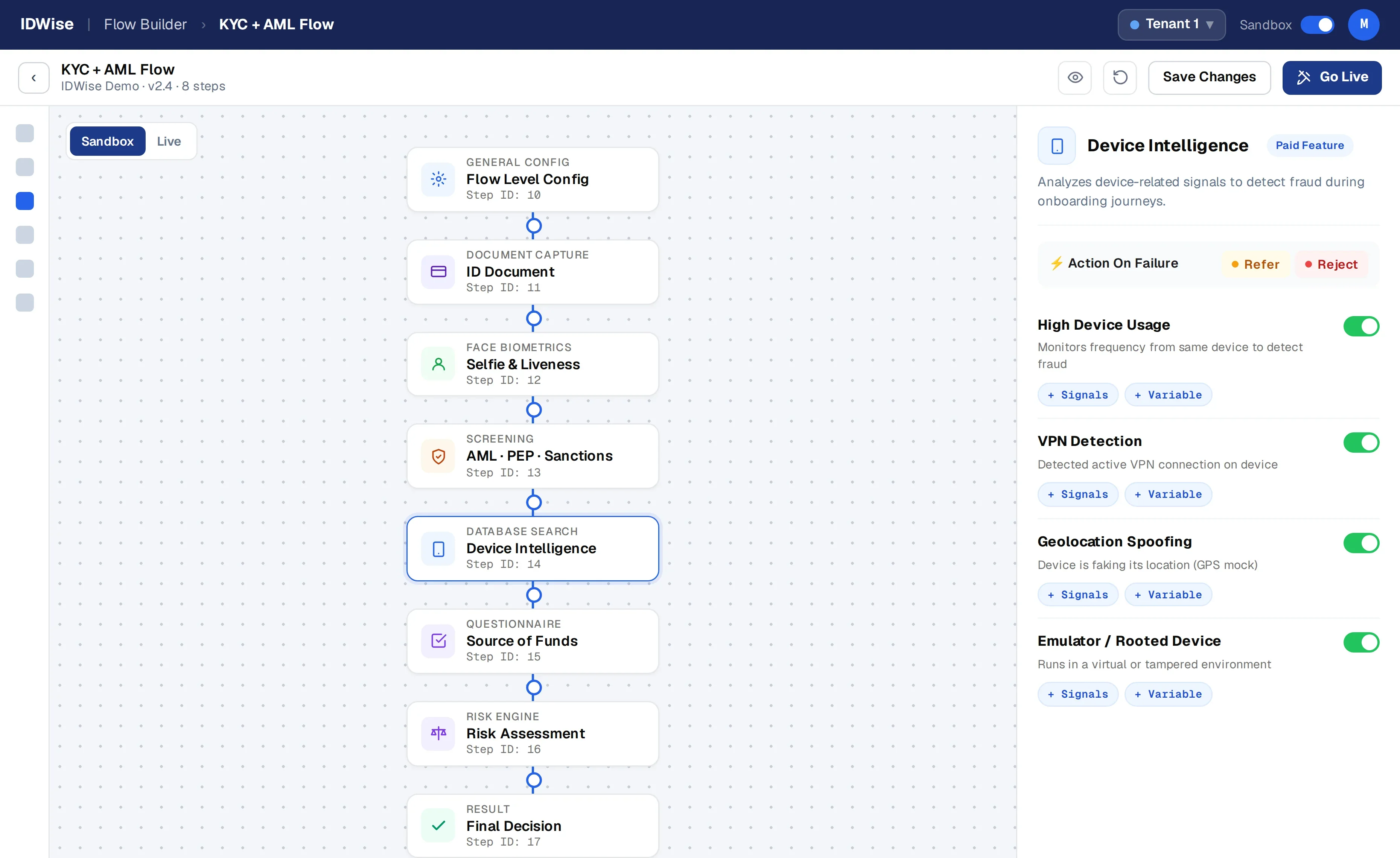 IDWise flow builder